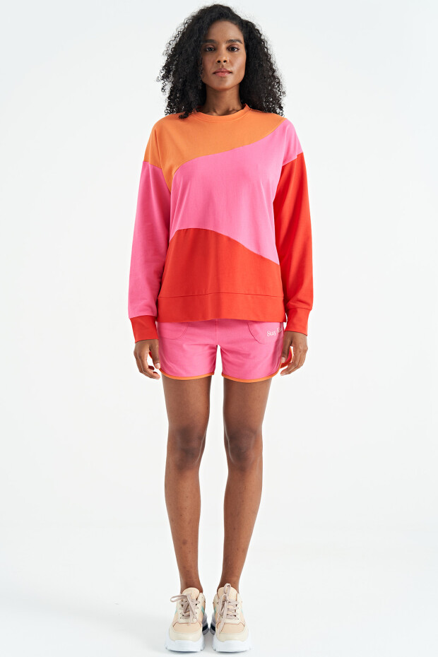 Oranj Çok Renkli Oversize Basic Kadın Sweatshirt - 02278