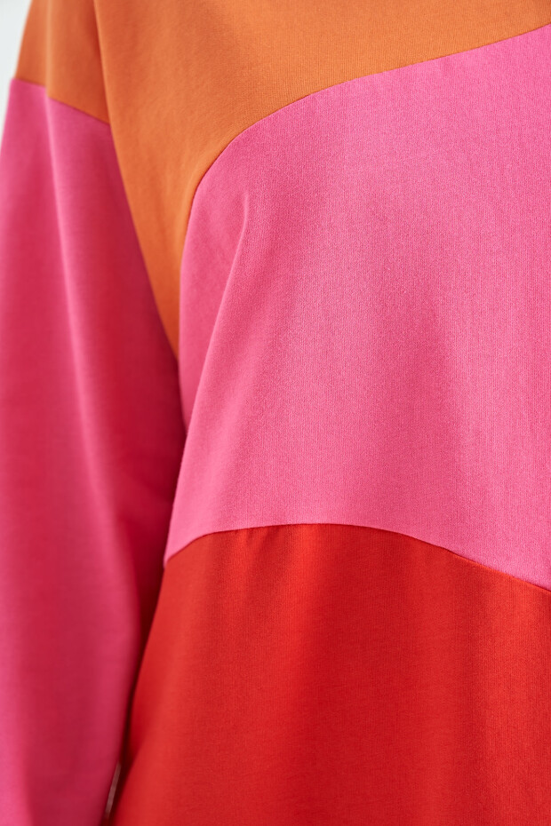 Oranj Çok Renkli Oversize Basic Kadın Sweatshirt - 02278