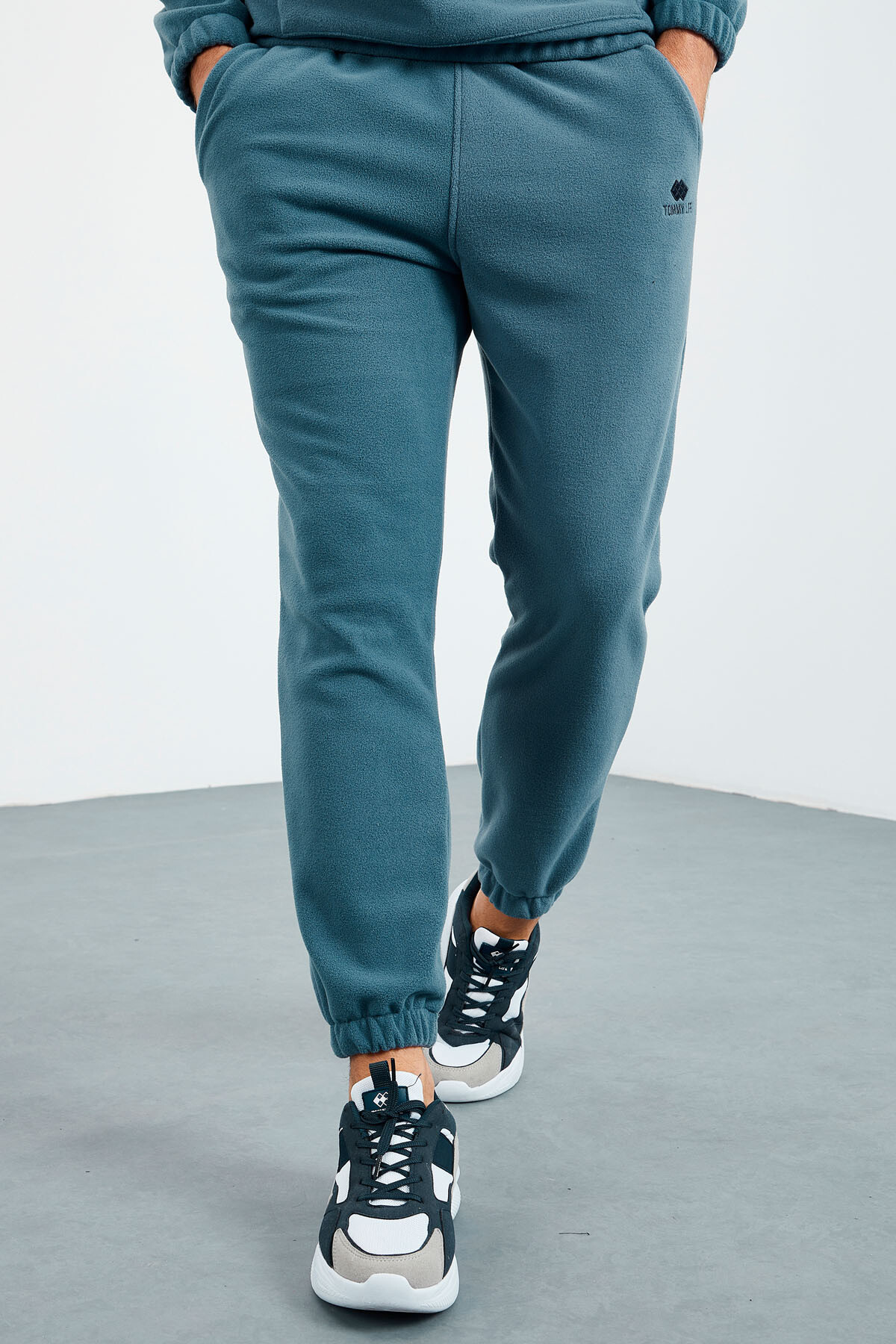 Orman Yeşil - Orman Yeşil Yarım Fermuar Dik Yaka Lastik Paça Polar Erkek Eşofman Takımı - 85159 - TOMMYLIFE (1)