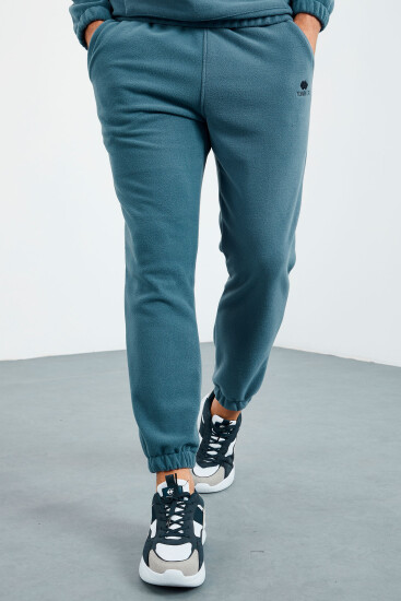 Orman Yeşil - Orman Yeşil Yarım Fermuar Dik Yaka Lastik Paça Polar Erkek Eşofman Takımı - 85159 - TOMMYLIFE (1)