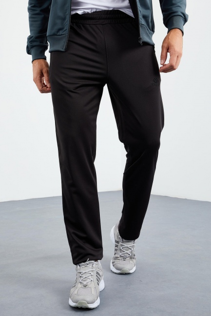 Orman Yeşil - Siyah Dik Yaka Fermuarlı Standart Kalıp Klasik Paça Erkek Eşofman Takımı - 85162 - TOMMYLIFE (1)