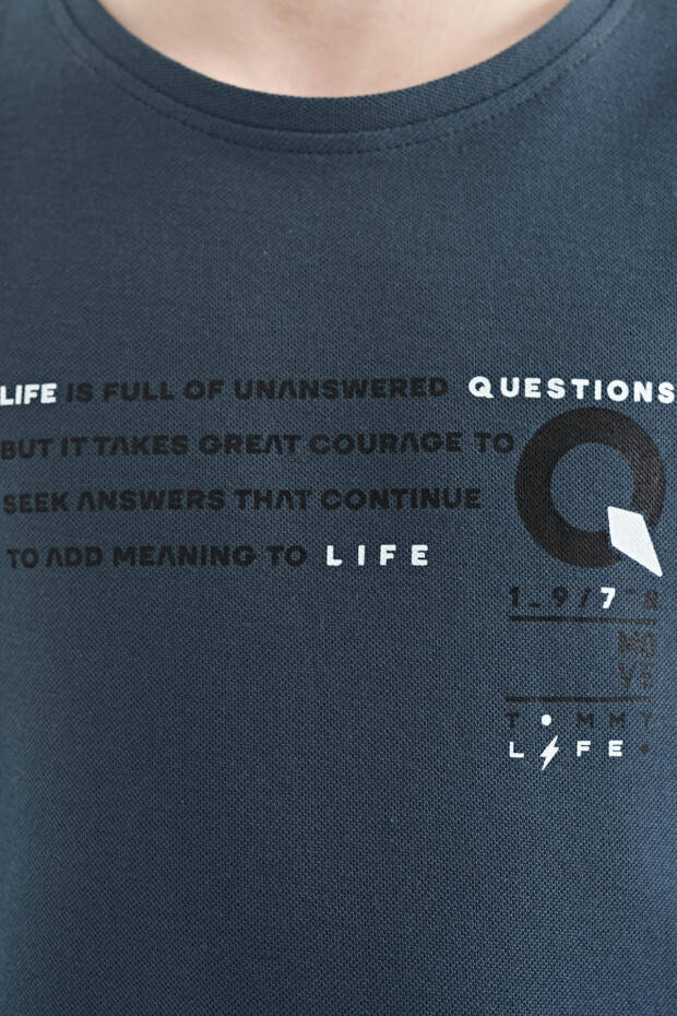 Orman Yeşili Baskı Detaylı O Yaka Standart Kalıp Erkek Çocuk T-Shirt - 11145 - 3