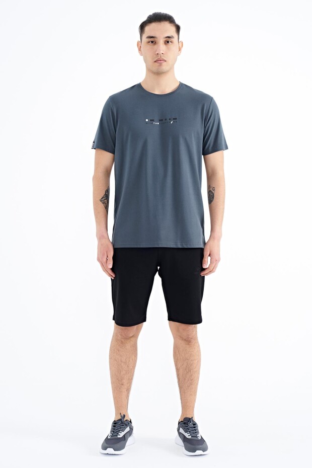 Orman Yeşili Baskı Detaylı O Yaka Standart Kalıp Erkek T-Shirt - 88168