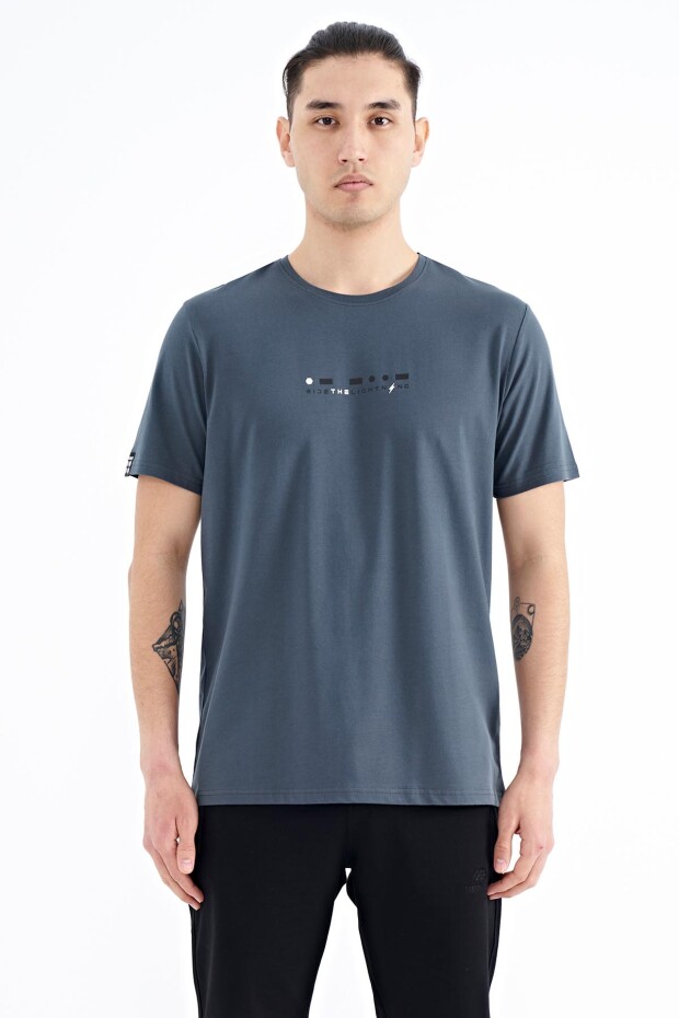 Orman Yeşili Baskı Detaylı O Yaka Standart Kalıp Erkek T-Shirt - 88168