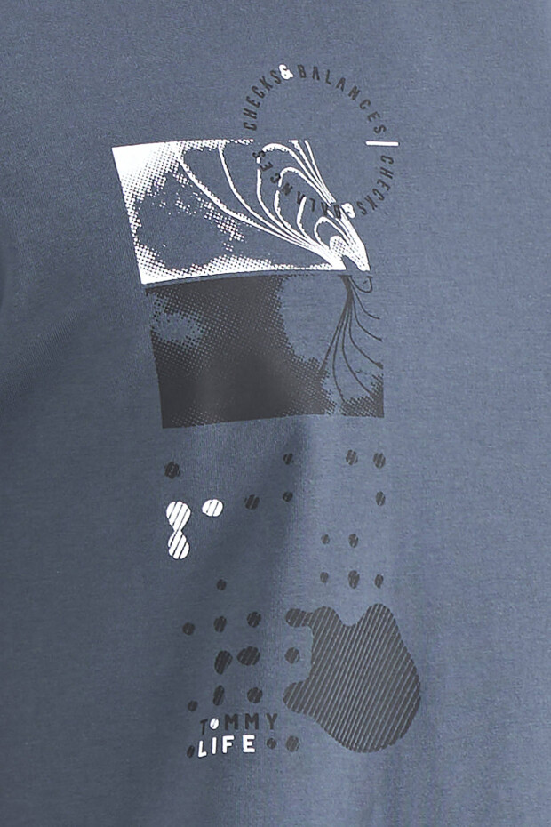 Orman Yeşili Baskı O Yaka Detaylı Standart Form Erkek T-shirt - 88216