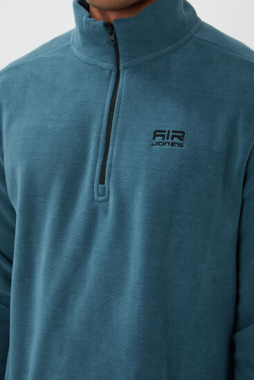 River Orman Yeşili Dik Yaka Erkek Polar Sweatshirt - 88310 - Air Jones (1)