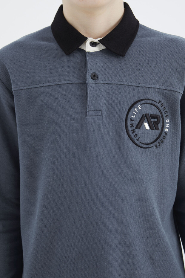 Orman Yeşili Polo Yaka Erkek Çocuk T-Shirt - 11172 - 3