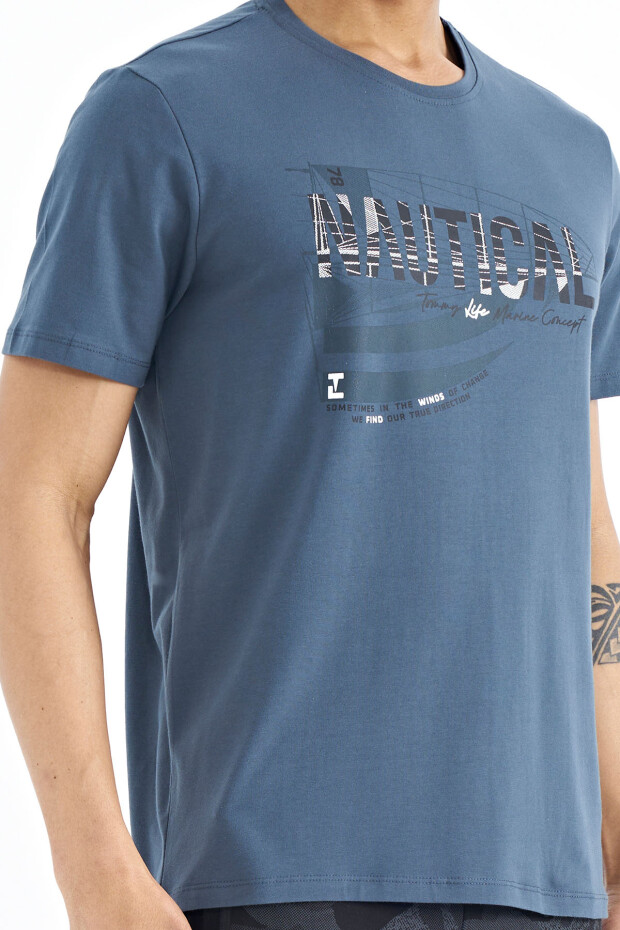 Orman Yeşili Yazı Baskılı Standart Kalıp O Yaka Erkek T-Shirt - 88171