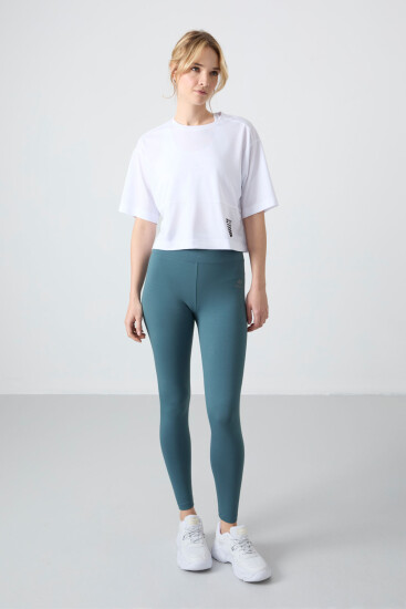 Orman Yeşili Yüksek Bel Toparlayıcı Slim Fit Dar Paça Kadın Tayt - 94011 