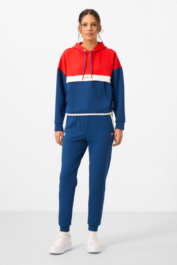 Parlament Kapüşonlu Pamuklu Renk Bloklu Kadın Eşofman Takım - 95327 - 4