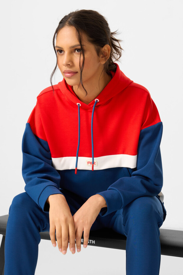 Parlament Kapüşonlu Pamuklu Renk Bloklu Kadın Eşofman Takım - 95327 - 3