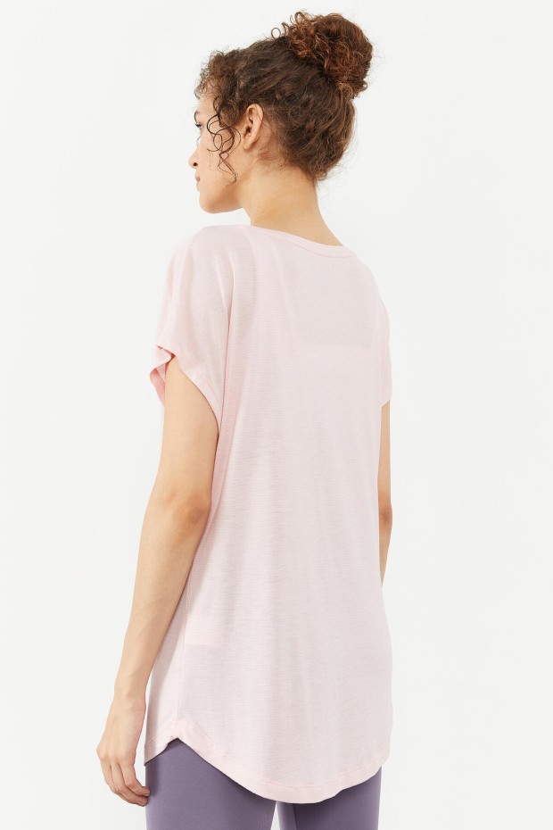 Pembe Basic Kısa Kol Rahat Form O Yaka Kadın T-Shirt - 97151