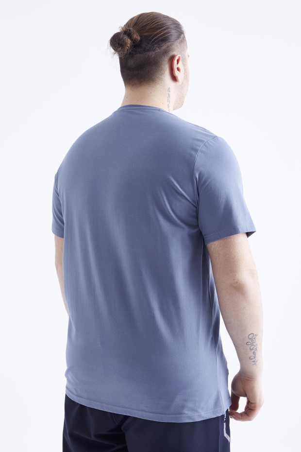 Petrol Basic Kısa Kol O Yaka Büyük Beden Erkek T-Shirt - 88072 - 8
