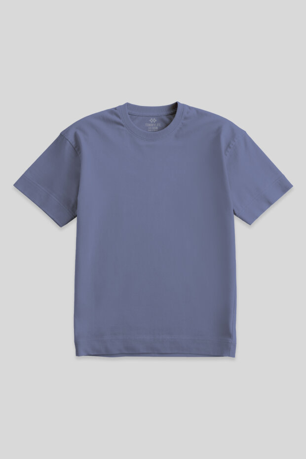 Petrol Basic Kısa Kol O Yaka Büyük Beden Erkek T-Shirt - 88072 - 2