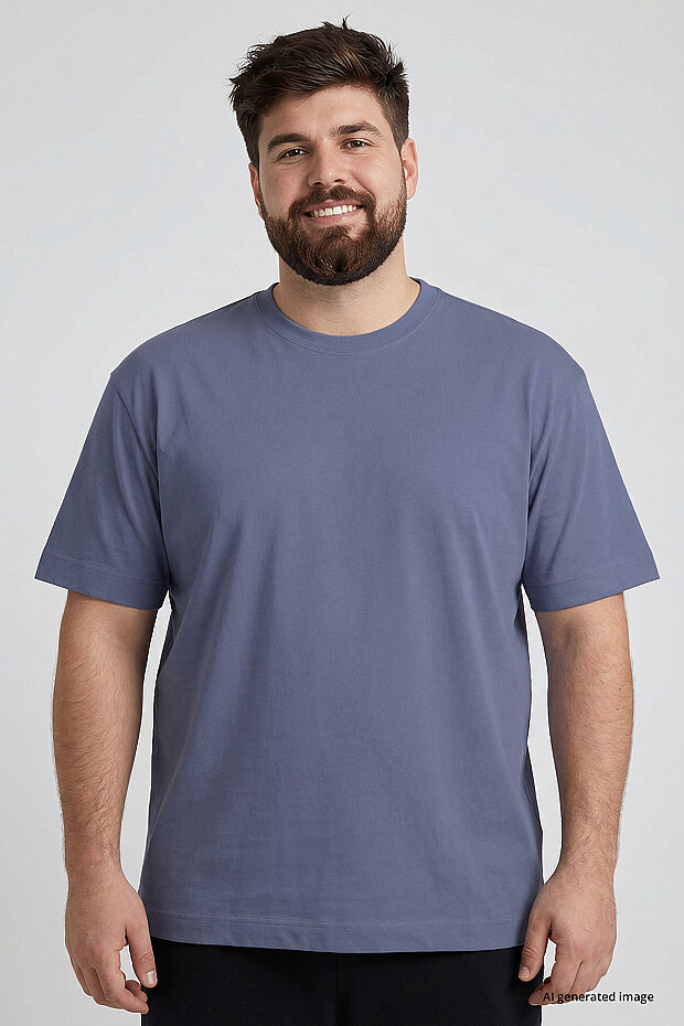 Petrol Basic Kısa Kol O Yaka Büyük Beden Erkek T-Shirt - 88072 - 3