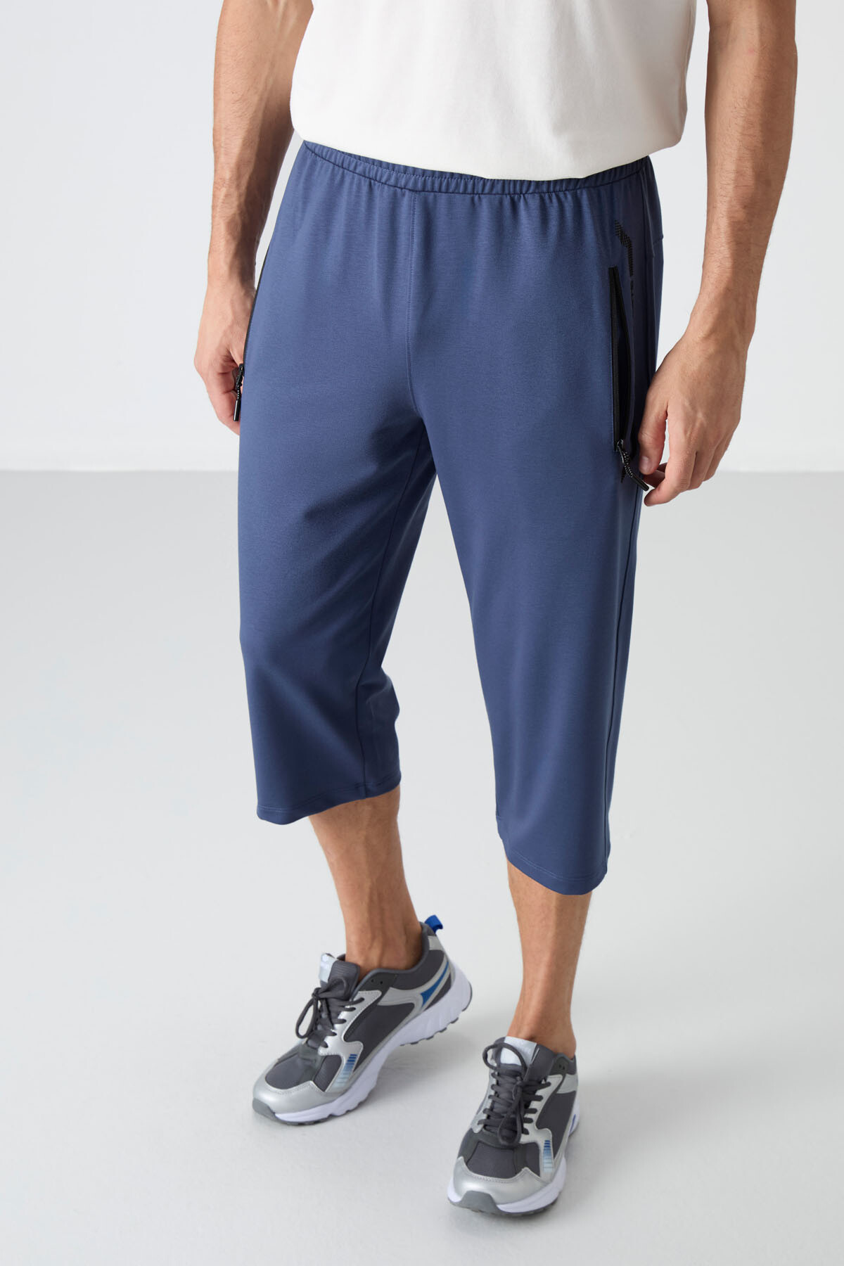 Petrol Fermuar Cepli Standart Kalıp Klasik Paça Erkek Kapri - 83091 - TOMMYLIFE