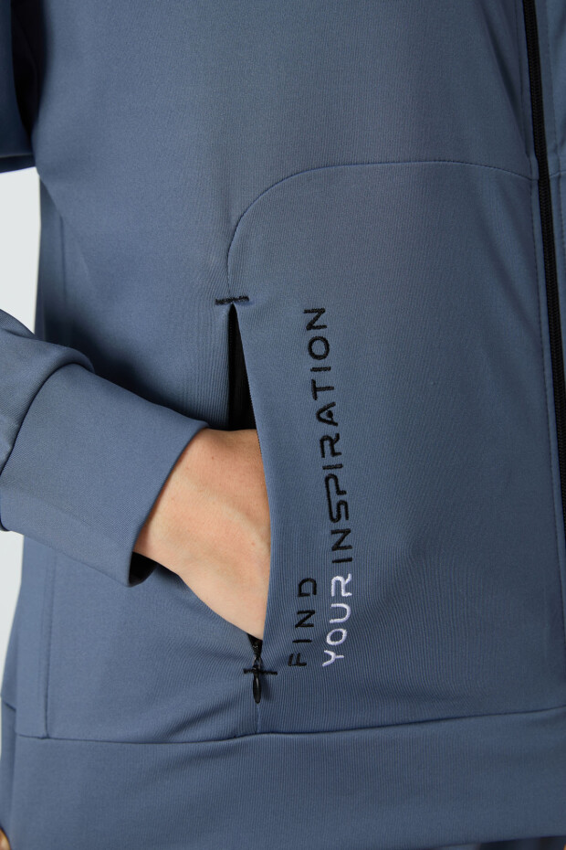 Petrol Kapüşonlu Gizli Cep Detaylı Standart Kalıp Kadın Eşofman Takımı - 95306 - 7