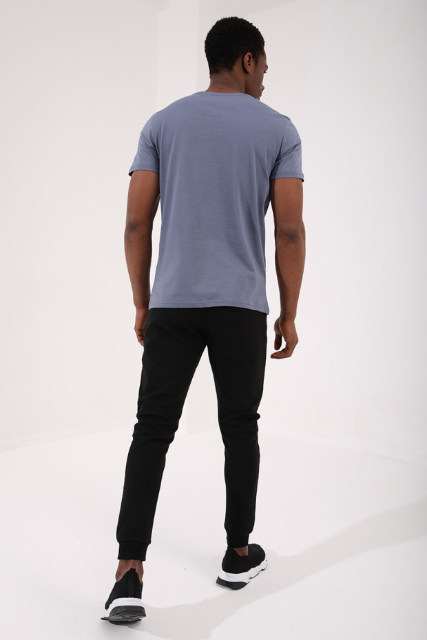 Petrol Kartal Baskılı Standart Kalıp O Yaka Erkek T-Shirt - 87932