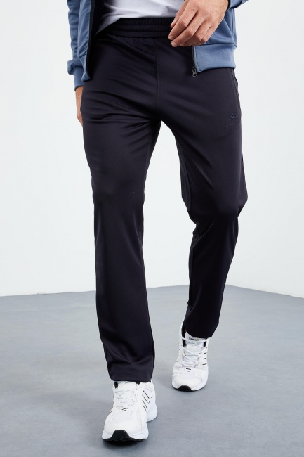 Petrol - Lacivert Dik Yaka Fermuarlı Standart Kalıp Klasik Paça Erkek Eşofman Takımı - 85162 - TOMMYLIFE (1)