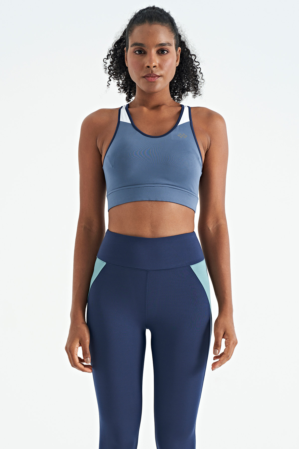 Petrol Renk Bloklu Sırt Baskı Detaylı Dar Kalıp Kadın Büstiyer - 97253 - TOMMYLIFE