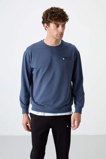 Petrol - Siyah Casual O Yaka Lastik Paça Pamuklu Erkek Oversize Eşofman Takımı - 85120 - TOMMYLIFE (1)