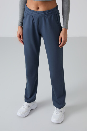 Petrol Yüksek Bel Cepli Rahat Form Klasik Paça Kadın Eşofman Alt - 94584 - TOMMYLIFE (1)