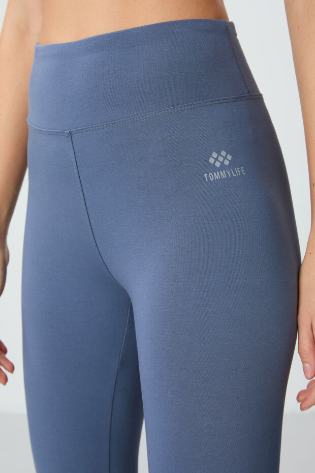 Petrol Yüksek Bel Slim Fit Dar Paça Kadın Kapri Tayt - 93097 - 3