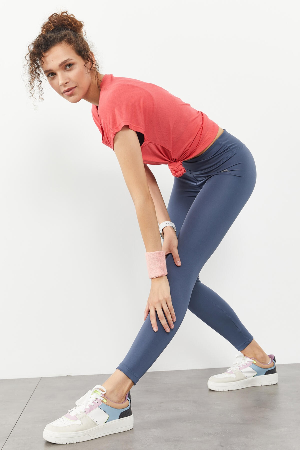 Petrol Yüksek Bel Streç Slim Fit Dar Paça Kadın Tayt - 94545 - TOMMYLIFE