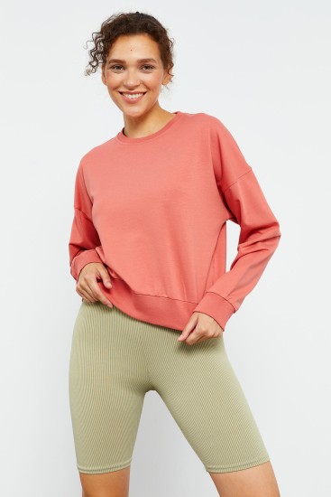 Pudra Basic Rahat Form O Yaka Kadın Sweatshirt - 97114 