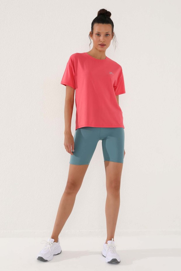 Rose Arkası Uzun Kısa Kol Standart Kalıp O Yaka Kadın T-Shirt - 97152