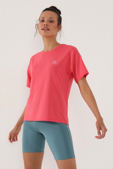 Rose Arkası Uzun Kısa Kol Standart Kalıp O Yaka Kadın T-Shirt - 97152 - Thumbnail