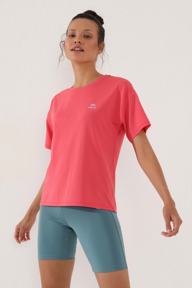 Rose Arkası Uzun Kısa Kol Standart Kalıp O Yaka Kadın T-Shirt - 97152
