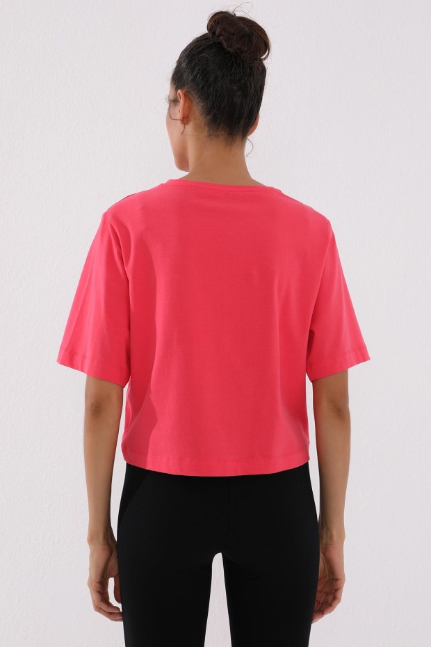 Rose Asimetrik Yazı Baskılı O Yaka Kadın Oversize T-Shirt - 97136