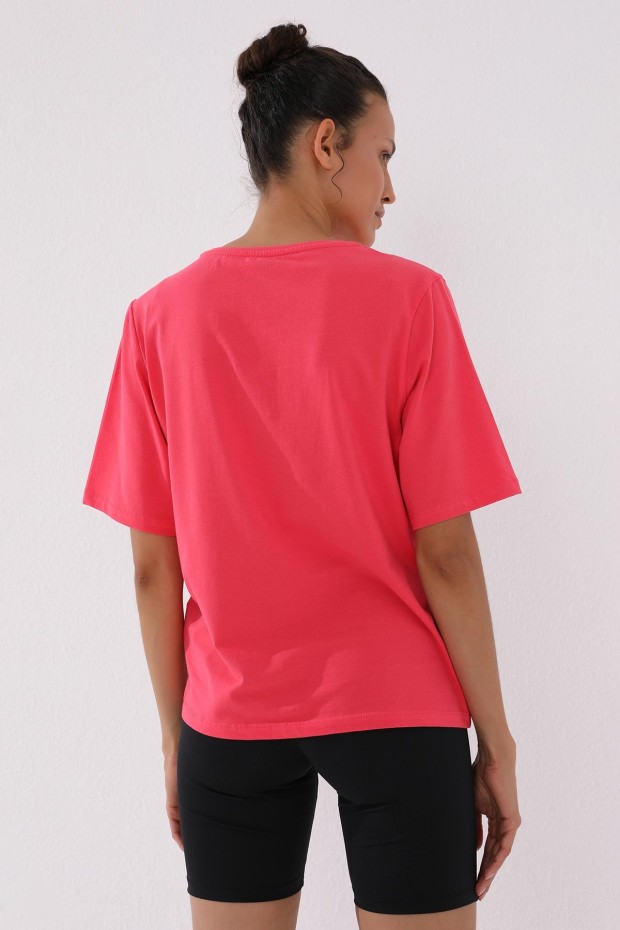 Rose Deforme Yazı Baskılı O Yaka Kadın Oversize T-Shirt - 97133