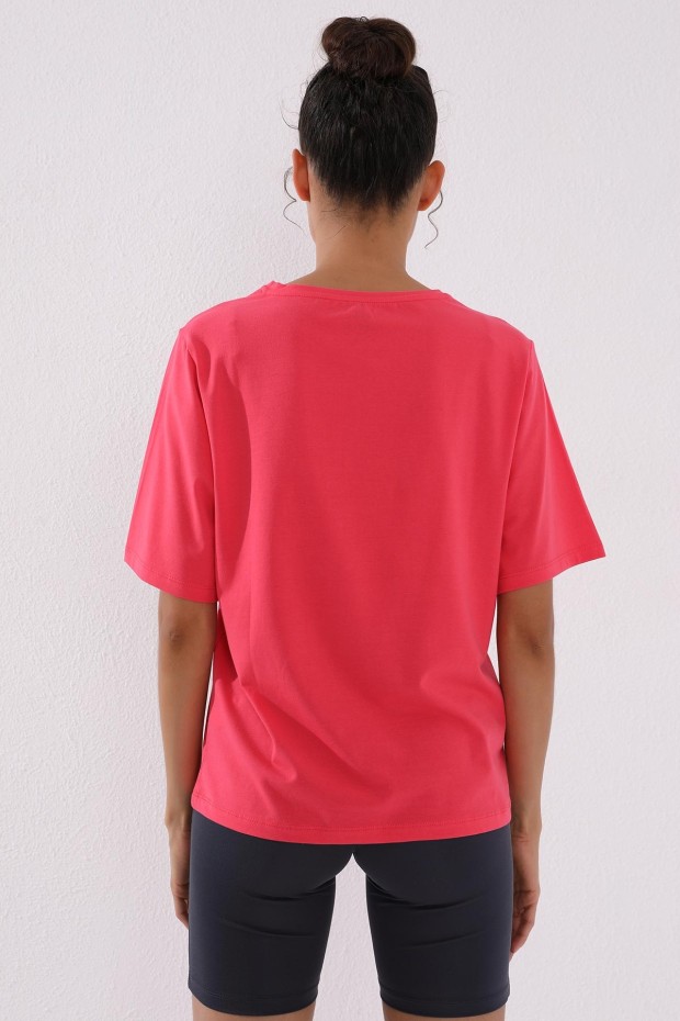 Rose Deforme Yazı Baskılı O Yaka Kadın Oversize T-Shirt - 97134