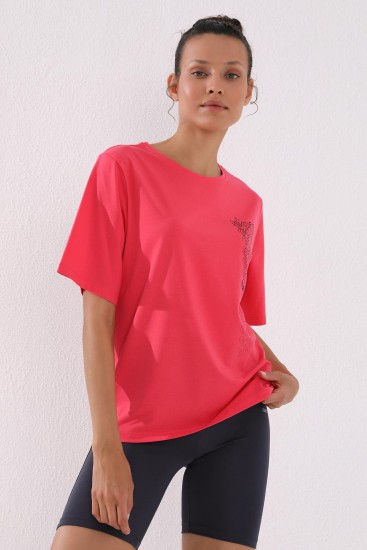 Rose Deforme Yazı Baskılı O Yaka Kadın Oversize T-Shirt - 97134 - Thumbnail