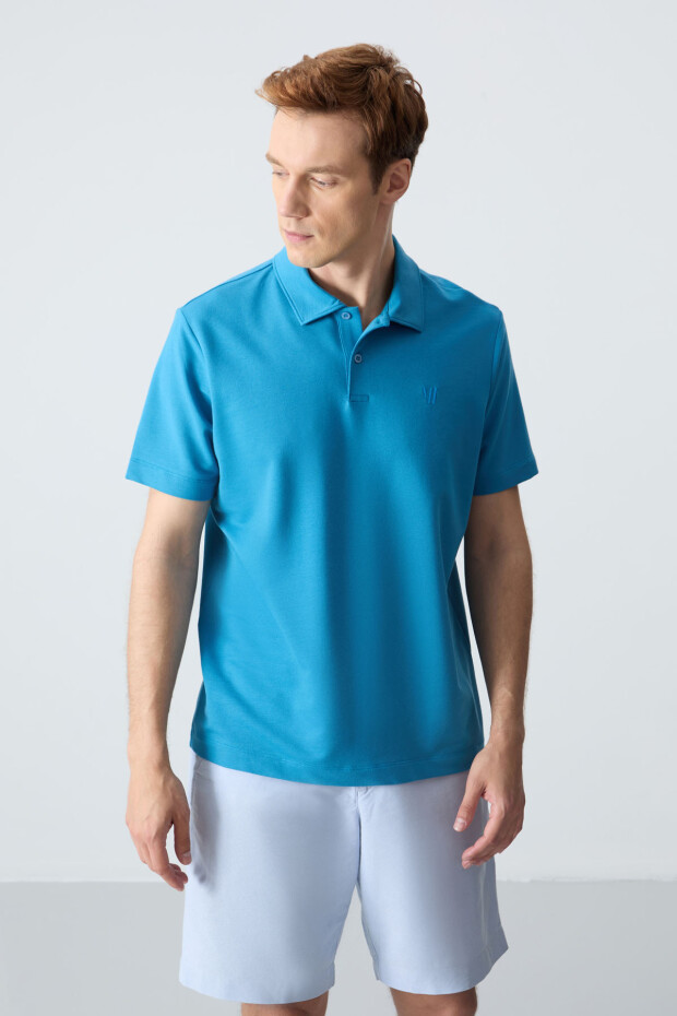 Saks Basic Göğüs Logolu Standart Kalıp Triko Polo Yaka Erkek T-Shirt - 87768