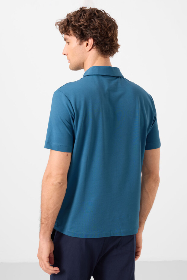 Saks Basic Logolu Standart Kalıp Triko Polo Yaka Erkek T-Shirt - 87748