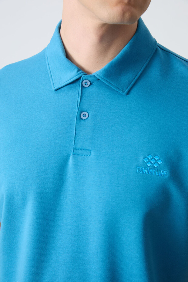 Saks Basic Logolu Standart Kalıp Triko Polo Yaka Erkek T-Shirt - 87748