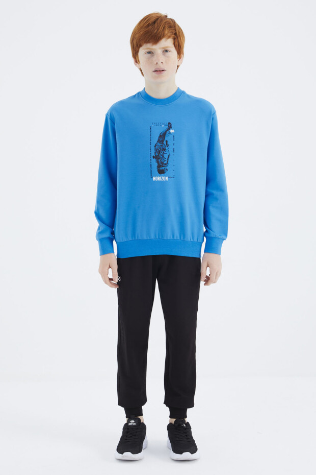 Saks Baskılı Erkek Çocuk Sweatshirt - 11174