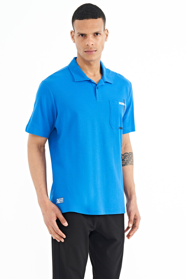 Saks Cep Detaylı Baskılı Standart Kalıp Polo Yaka Erkek T-Shirt - 88241