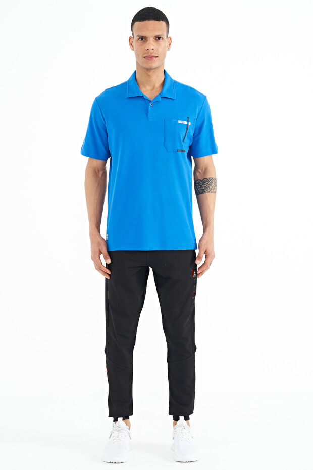 Saks Cep Detaylı Baskılı Standart Kalıp Polo Yaka Erkek T-Shirt - 88241