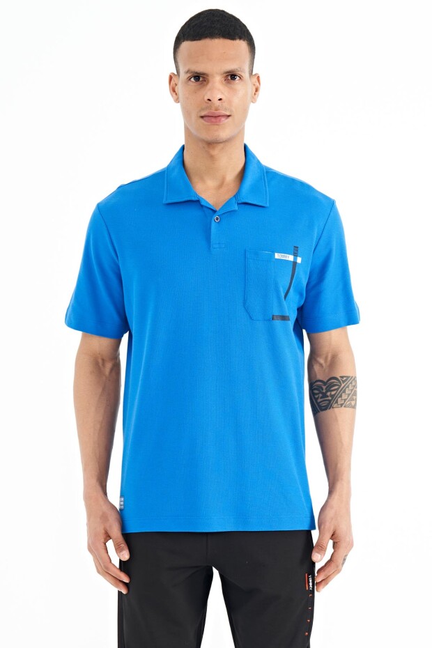 Saks Cep Detaylı Baskılı Standart Kalıp Polo Yaka Erkek T-Shirt - 88241