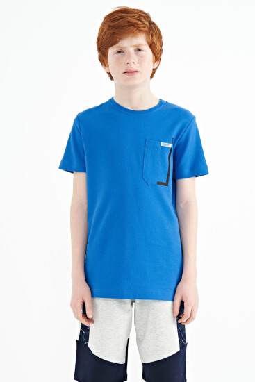 Saks Cep Detaylı O Yaka Standart Kalıp Erkek Çocuk T-Shirt - 11120 - TOMMYLIFE