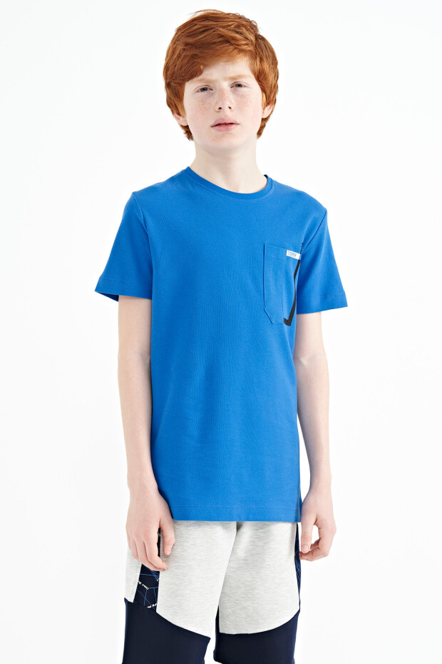 Saks Cep Detaylı O Yaka Standart Kalıp Erkek Çocuk T-Shirt - 11120 - 6
