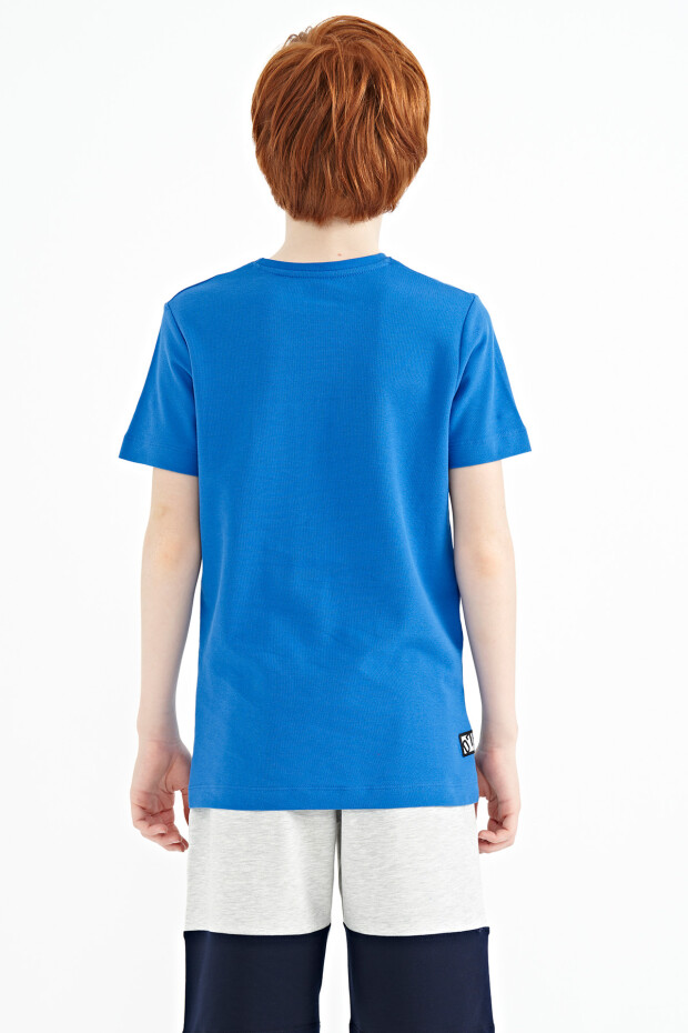 Saks Cep Detaylı O Yaka Standart Kalıp Erkek Çocuk T-Shirt - 11120 - 8