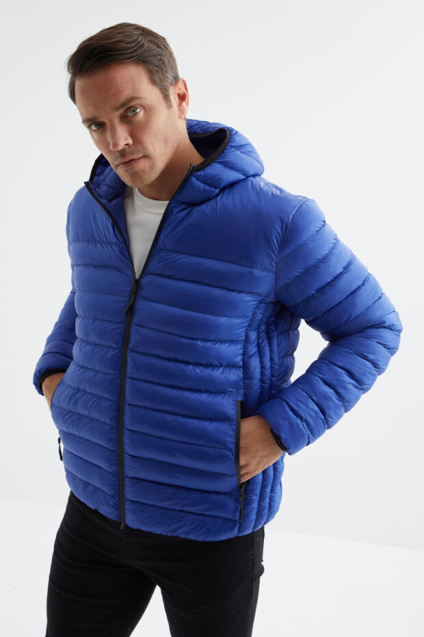 Saks Fermuarlı Standart Kalıp Soğuğa Dayanıklı Erkek Şişme Mont - 88167 - 2