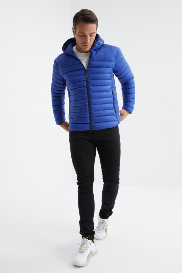 Saks Fermuarlı Standart Kalıp Soğuğa Dayanıklı Erkek Şişme Mont - 88167 - 3