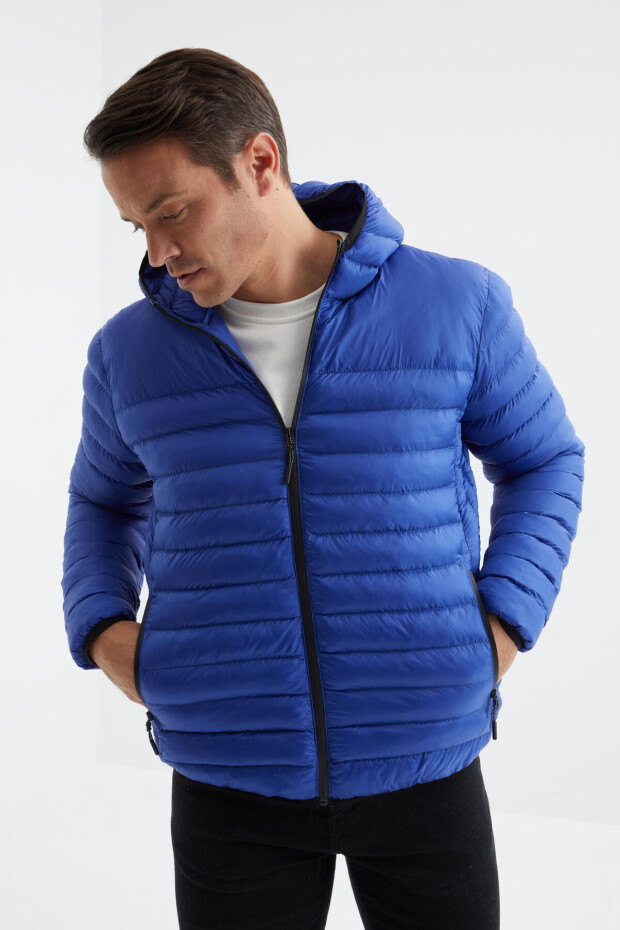 Saks Fermuarlı Standart Kalıp Soğuğa Dayanıklı Erkek Şişme Mont - 88167 - 4