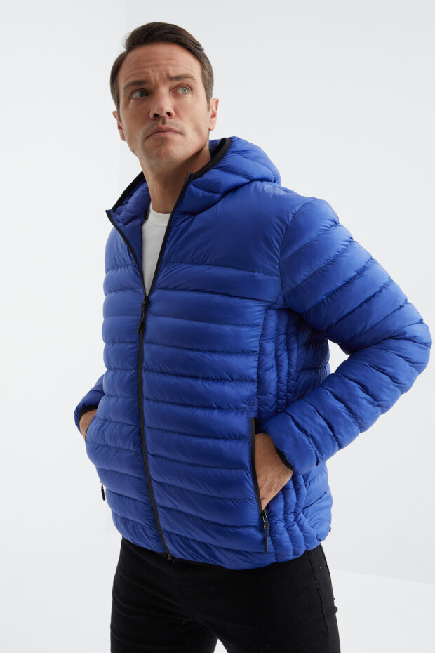 Saks Fermuarlı Standart Kalıp Soğuğa Dayanıklı Erkek Şişme Mont - 88167 - 6